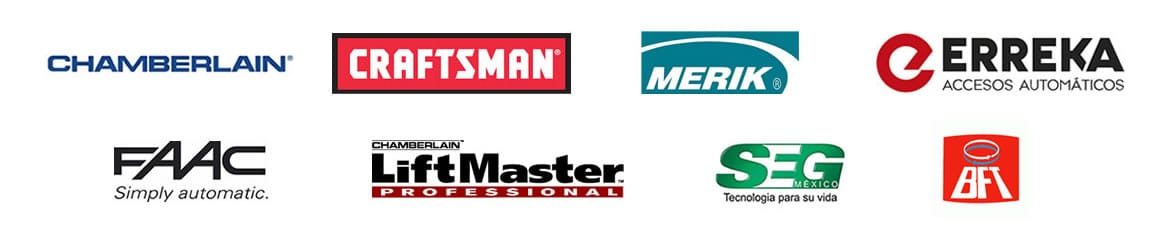 Chamberlain, Craftsman, Merik, Erreka, FAAC, LiftMaster, SEG y BFT